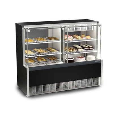 Balcao Vitrine Quente/Fria Confeitaria c/ Evaporador Preta Linha Aurora GQEA-140R PF Gelopar