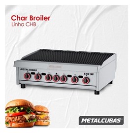 Char Broiler 6 Queimadores a Gás CHB90 Aço Inox Metalcubas
