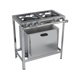 Fogão Industrial 2 Bocas 30x30 Forno Inox P5 Top Metalmaq