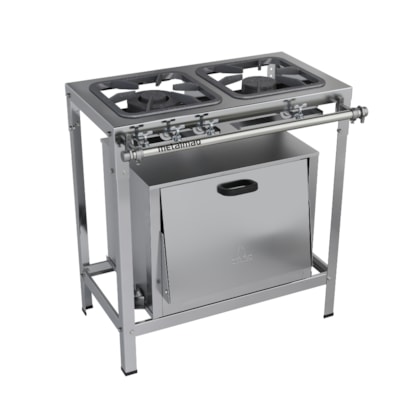 Fogão Industrial 2 Bocas 30x30 Forno Inox P5 Top Metalmaq