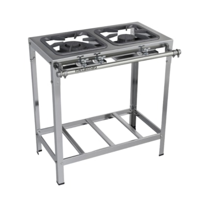 Fogão Industrial 2 Bocas 30x30 Inox Top Metalmaq
