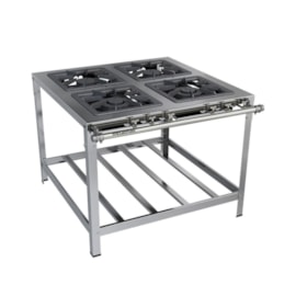 Fogão Industrial 4 bocas 40x40 Luxo Aço Inox Metalmaq