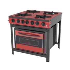 Fogão Industrial 4 Bocas com Forno Gourmet Vermelho PRGE-402F Progás