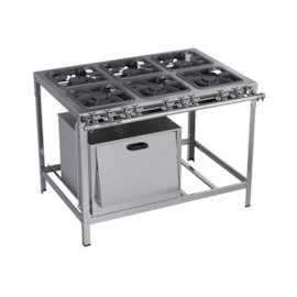 Fogão Industrial 6 Bocas 30x30 Inox Forno P5 Top Metalmaq