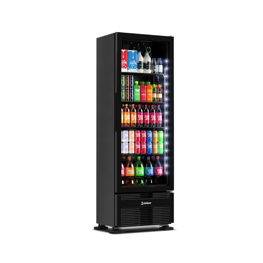 Geladeira Expositor Vertical 393L Full Black Preta Inverter VRS13