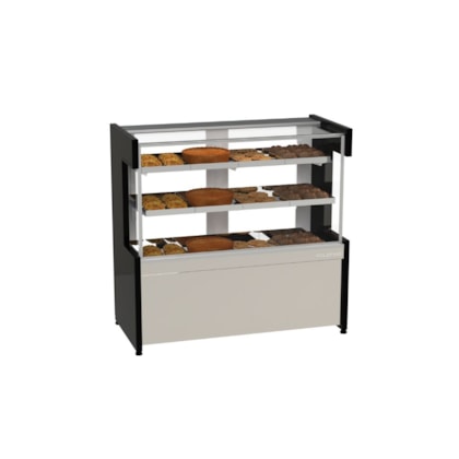 Vitrine Estufa Quente 85cm 9 bandejas Preta New Premium PoloFrio